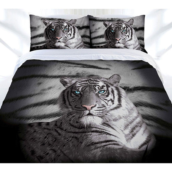 Just Home Blue Eyes Stripes Tiger Quilt Cover Set Double