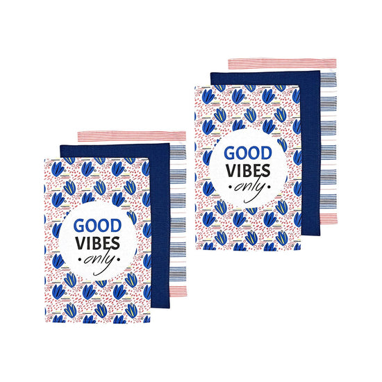 Ladelle Set of 6 Arise Good Vibes Tea Towels Blue