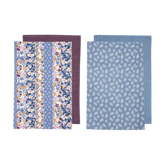 Ladelle Set of 4 Homespun Cotton Kitchen Tea Towels 50 x 70 cm Mix