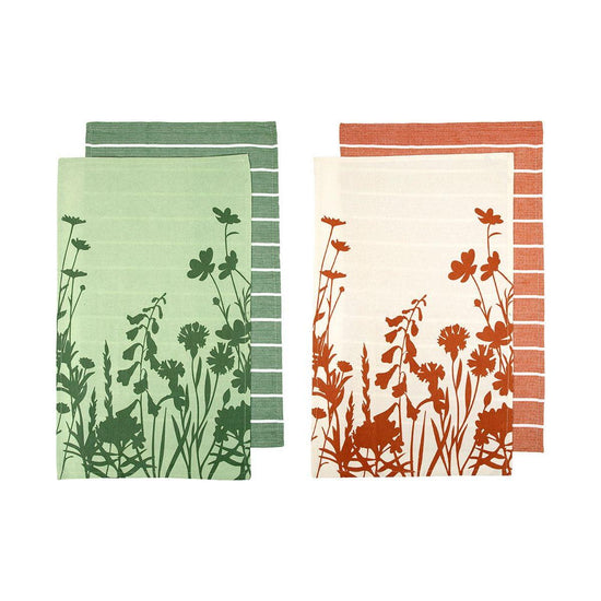 Ladelle Set of 4 Sanctuary Floral Cotton Kitchen Tea Towels 50 x 70 cm Mix