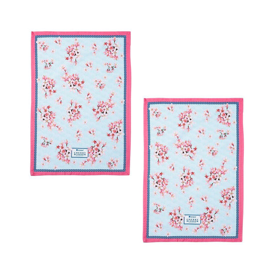 Ashdene Set of 2 Cherry Blossom Cotton Kitchen Tea Towels 50 x 70 cm