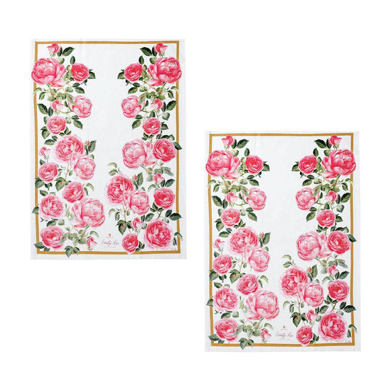 Ashdene Set of 2 Heritage Rose Cotton Kitchen Tea Towels 50 x 70 cm