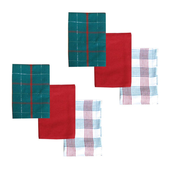Ladelle Brick Set of 6 Cotton Kitchen Towels Red Design 5