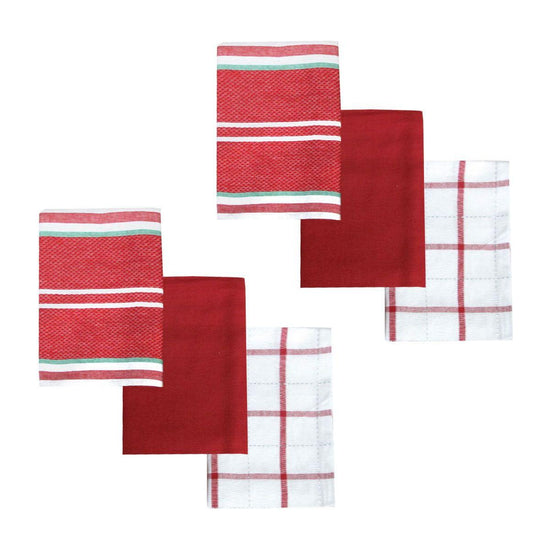 Ladelle Brick Set of 6 Cotton Kitchen Towels Red Design 6