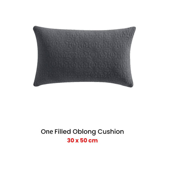 Platinum Collection Kayo Charcoal 100% Cotton Oblong Filled Cushion 30 x 50cm