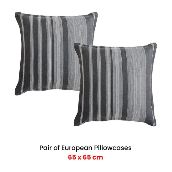 Platinum Collection Pair of Hunter Charcoal European Pillowcases 65 x 65cm