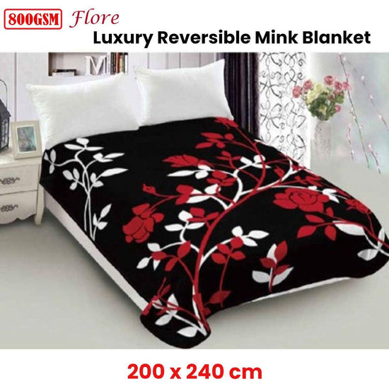 Lylac Homeware 800GSM Luxury Reversible Mink Blanket Flore Queen