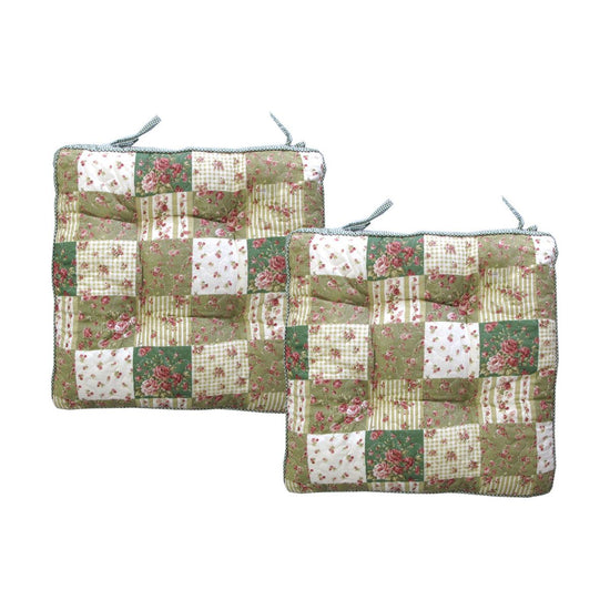 Lylac Homeware Petal Delights Set of 2 Cotton Chair Pads Mia Green