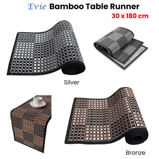 Evie Bamboo Table Runner 30 x 180cm Silver