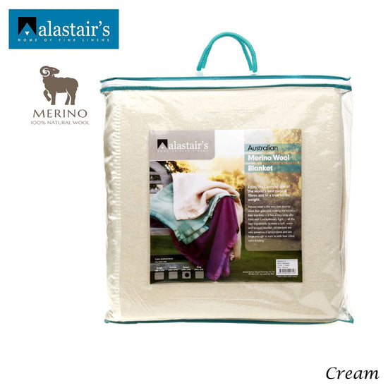 Alastairs 375GSM Australian Merino Wool Blanket Cream - Queen