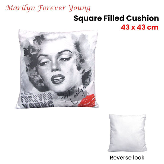 Marilyn Monroe Forever Young Square Filled Cushion 43 x 43 cm