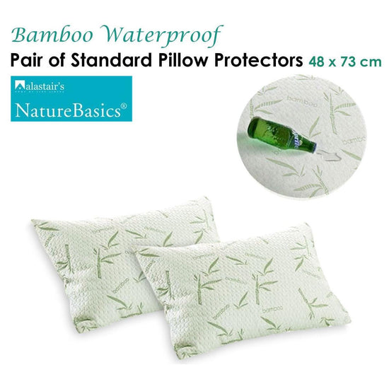 Alastairs Pair of Nature Basics Bamboo Waterproof Standard Pillow Protectors