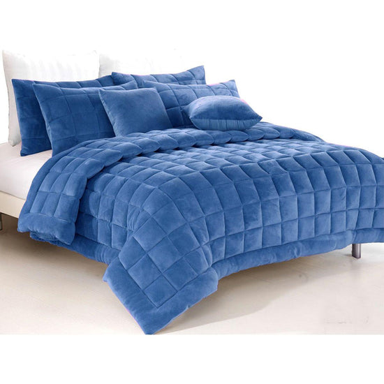 Alastairs Augusta Faux Mink Quilt / Comforter Set Denim Super King