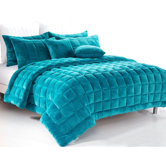 Alastairs Augusta Faux Mink Quilt / Comforter Set Emerald Green Queen