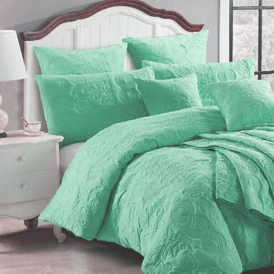 Georges Fine Linens Marguerite Quilt Cover Set Wave Green - Super King