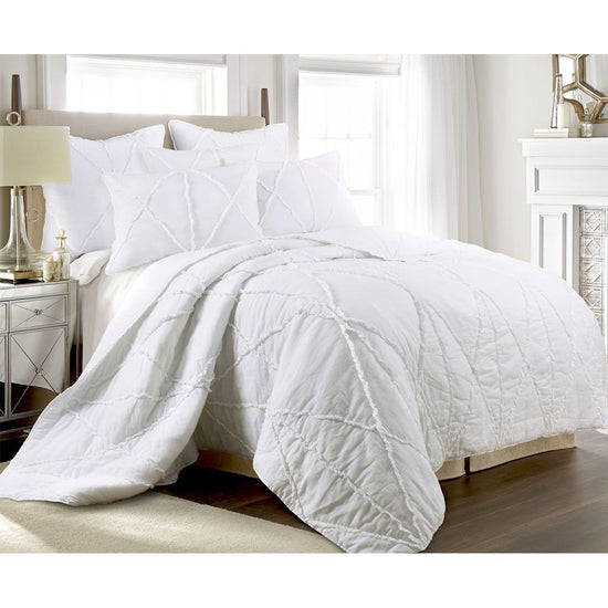 Jenny Mclean Bobby Ruffle White 3 Piece Coverlet Set King