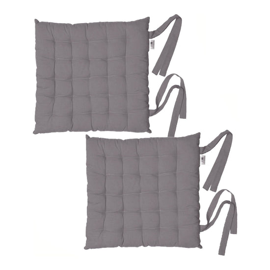 Rans Set of 2 Alfresco Cotton Chair Pads 40x40 cm - Plain Charcoal