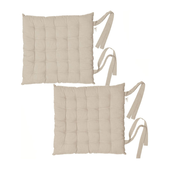 Rans Set of 2 Alfresco Cotton Chair Pads 40x40 cm - Plain Oatmeal