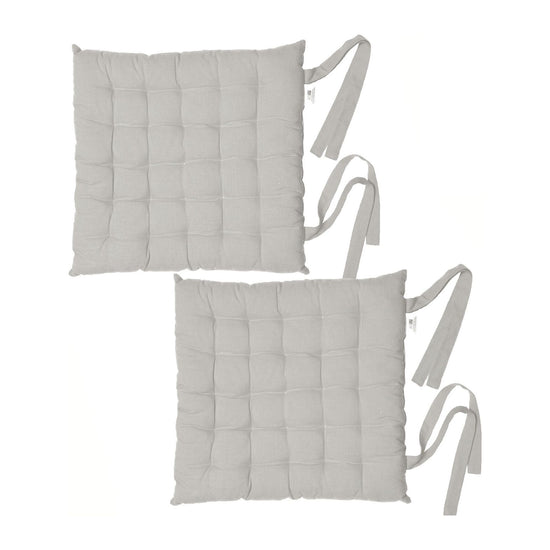 Rans Set of 2 Alfresco Cotton Chair Pads 40x40 cm - Plain Silver