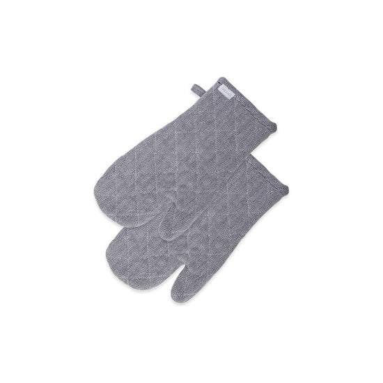 Rans Herringbone Black Cotton Set of 2 Oven Gloves