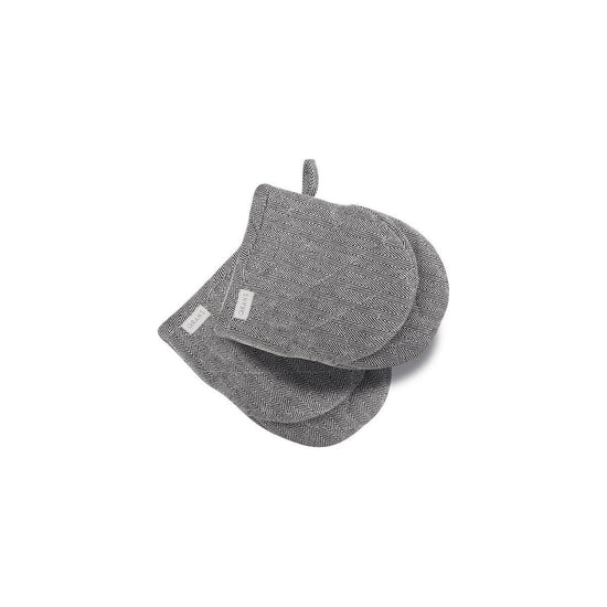 Rans Herringbone Black Cotton Set of 2 Oven Mini Gloves