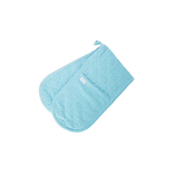 Rans Herringbone Blue Cotton Double Oven Mitt