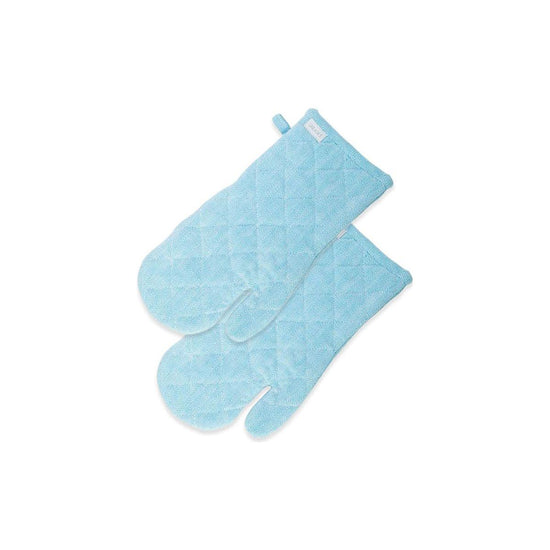 Rans Herringbone Blue Cotton Set of 2 Oven Gloves