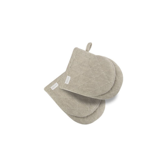 Rans Herringbone Charcoal Cotton Set of 2 Oven Mini Gloves