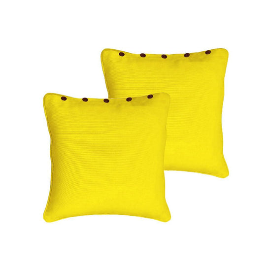 Rans Pair of London Cotton European Pillowcases with Buttons Yellow