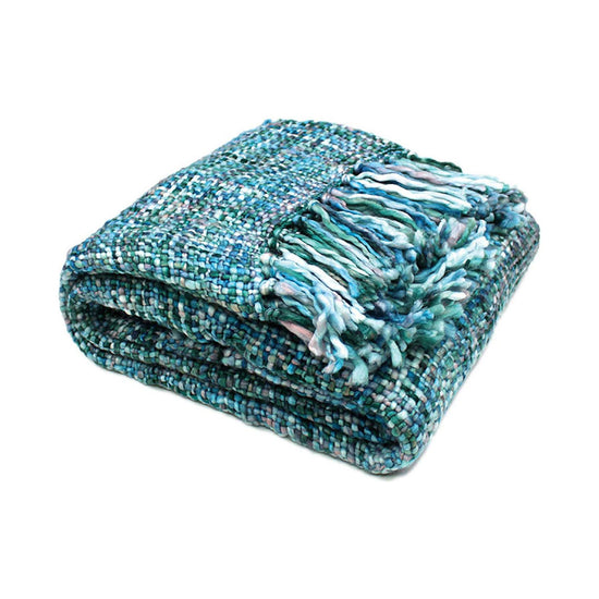 Rans Oslo Knitted Weave Throw 127x152cm - Cool Pool