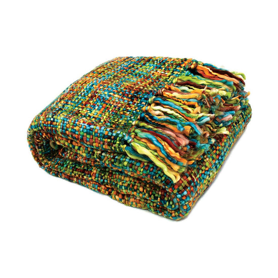 Rans Oslo Knitted Weave Throw 127x152cm - Peacock