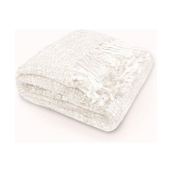 Rans Oslo Knitted Weave Throw 127x152cm - Snow White