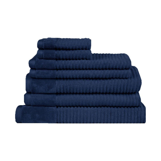 Royal Excellency 7 Piece Cotton Bath Towel Set - Navy