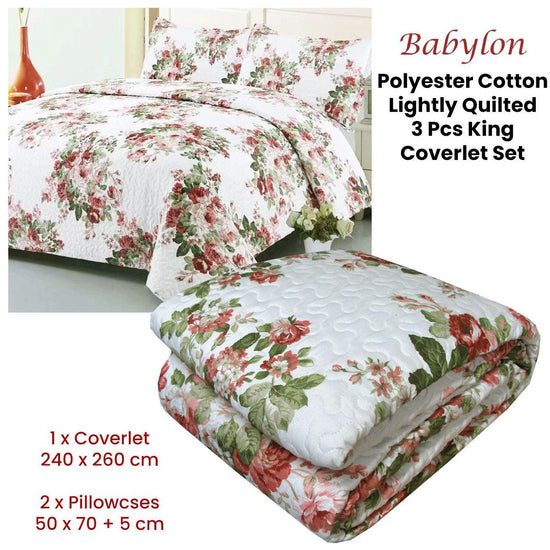 Babylon 3 Pce Lightly Quilted Polyester Cotton Coverlet Set Queen/King