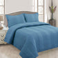 Lewis Blue 3 Pce Lightly Quilted Polyester Cotton Coverlet Set Queen