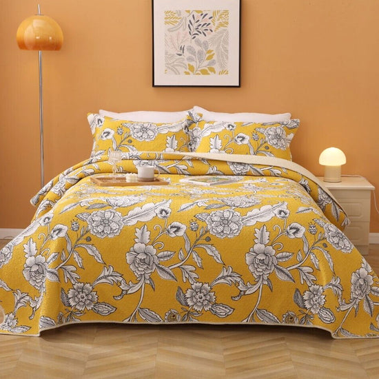 Cotton Lightly Quilted Coverlet Set Vibrante Yellow Queen