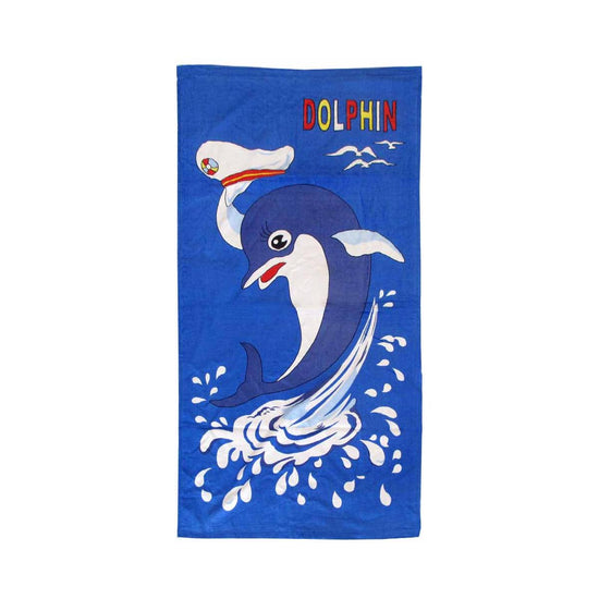 Bloomington Dolphin Kids Cartoon Printed Cotton Beach Towel 70 x 140 cm