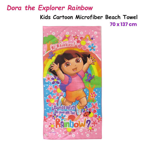 Bloomington Dora the Explorer Rainbow Kids Cartoon Printed Microfiber Beach Towel 70 x 137 cm