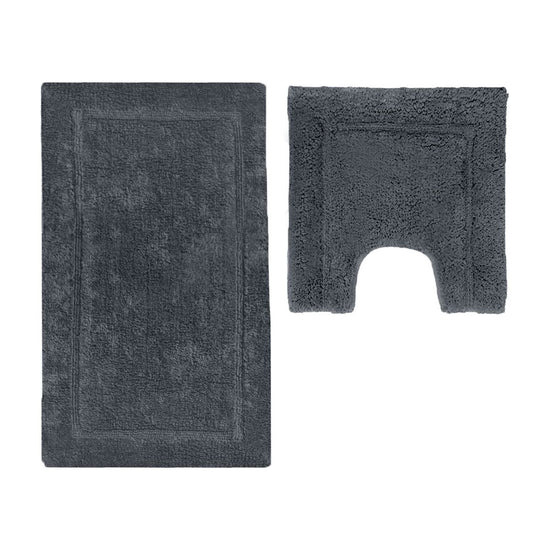 2200GSM 2 Pce Axel 100% Cotton Bath Mat Set Charcoal