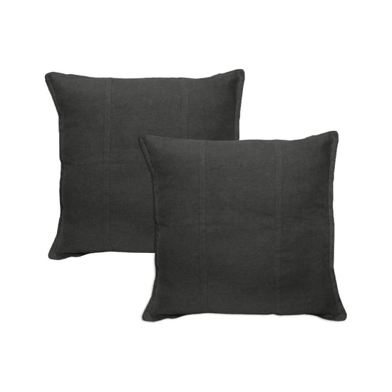 Pair of Pure Linen European Pillowcases Charcoal