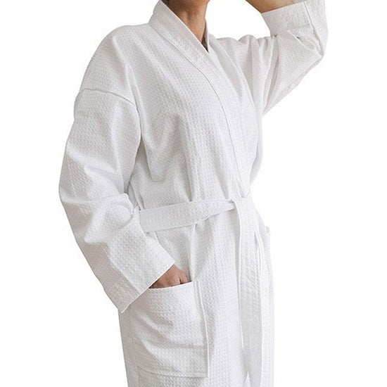 Jason 240GSM Waffle Polyester Cotton Kimono White