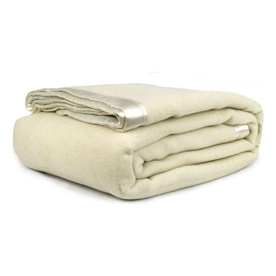 Jason 400GSM Australian Washable Wool Blanket Ivory Queen/King