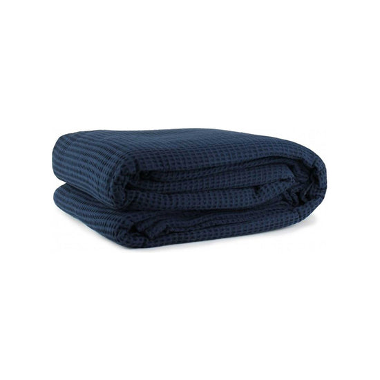 Jason Cotton Waffle Blanket Navy - Queen