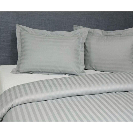 Jason Silver Satin Stripe Tailored Quilt Cover Set Queen