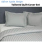 Jason Silver Satin Stripe Tailored Quilt Cover Set Queen