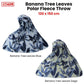 175GSM Banana Tree Leaves Printed Polar Fleece Throw Rug 120 x 150cm Sage