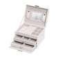 Jewellery Box With Mirror Double Drawers Organizer Storage Lock Case(White)