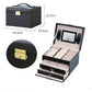 Jewellery Box With Mirror Double Drawers Organizer Storage Lock Case(White)
