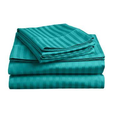 soft stripe microfibre sheet set double teal