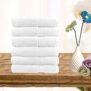 6 piece ultra light cotton hand towel set in white